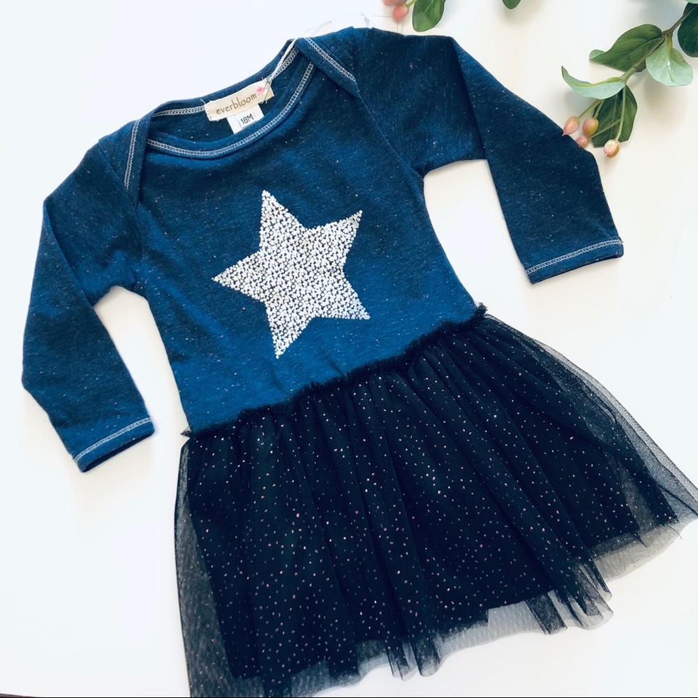 {Everbloom} Bodysuit dress with tulle skirt